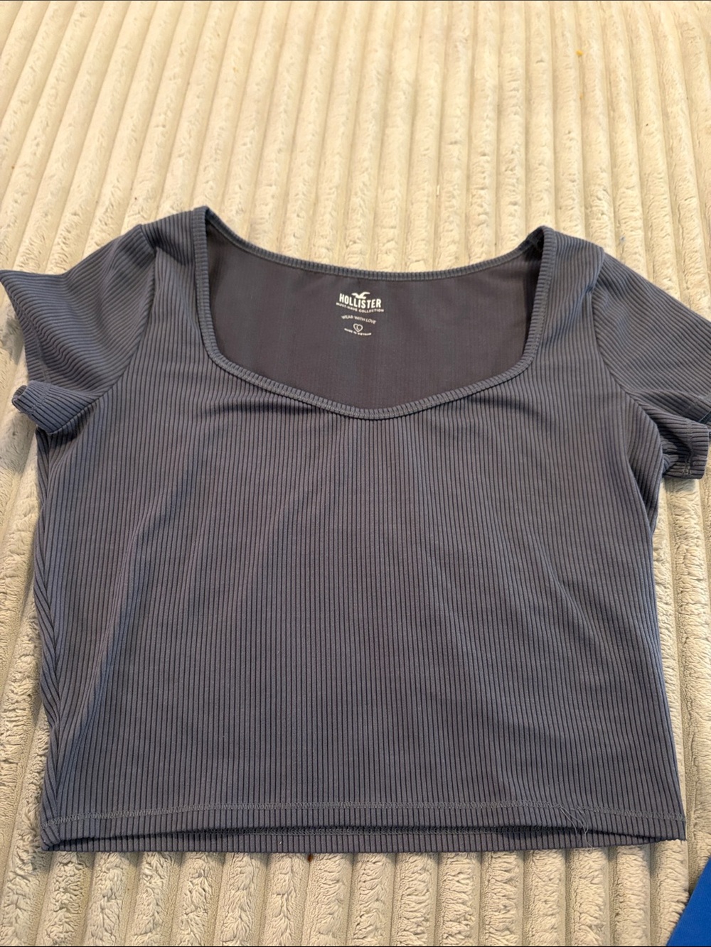 Hollister Ribbed Square-Neck Crop Top in Navy